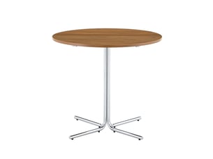 Table ronde,85x85x76 cm,mdf,effet noyer et métal chromé
