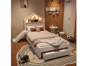 Lit cabane 90x200 cm <strong>WISHDOR</strong>  <strong></strong> coloris beige