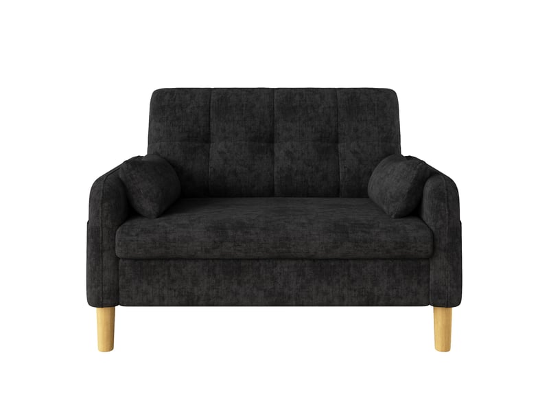  Canapé 2 places - 119x78x85 cm - canapé de salon divan lounge avec coussins et chenille - gris  - Conforama A