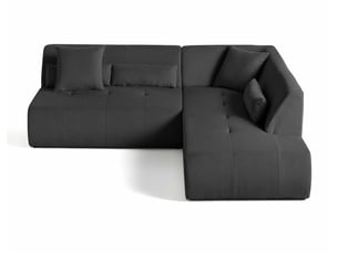 Canapé d'angle droit fixe LISA DESIGN ONYX 5 places Velours côtelé gris