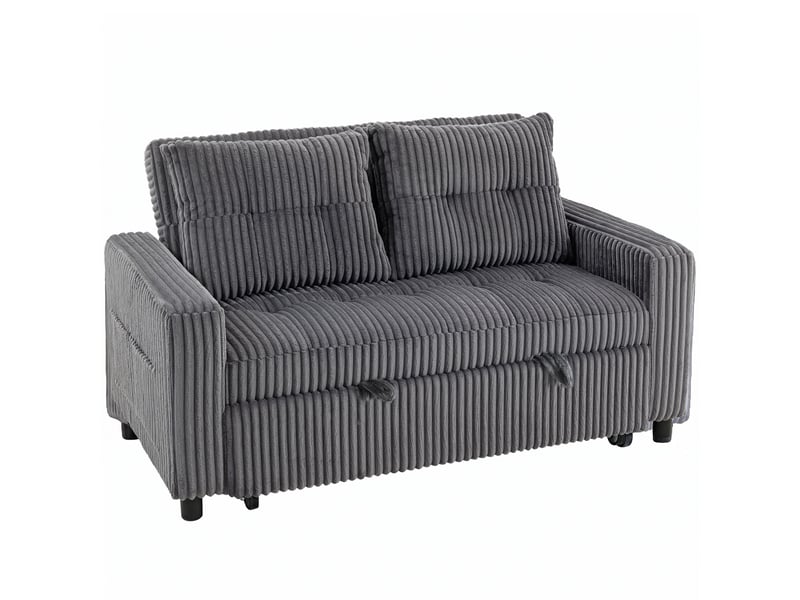  Canapé convertible 2 places en velours côtelé gris foncé 157 x 90 x 91 cm  - Conforama B