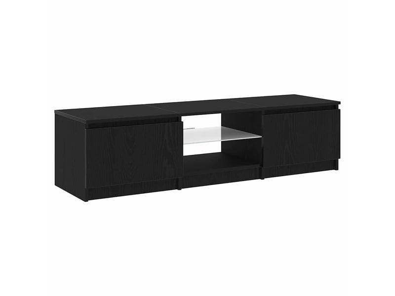 Meuble tv - banc tv - meuble de rangement 140 x 38,5 x 36 cm chêne noir bois d'ingénierie - Conforama D