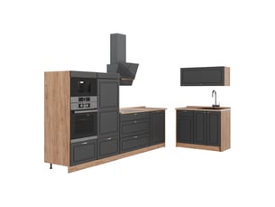 Vicco cuisine, anthrazit-gold landhauschêne de force doré, 380cm, pt chêne