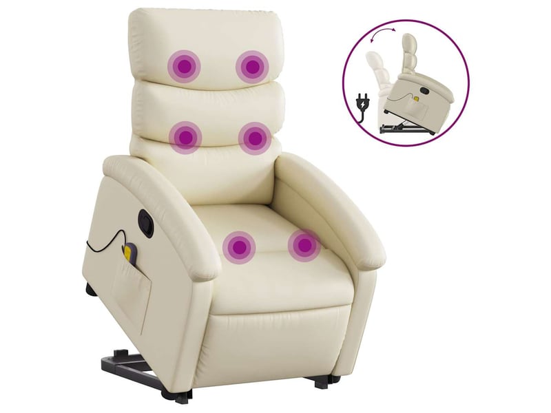  Fauteuil inclinable de massage crème similicuir shl57207  - Conforama A