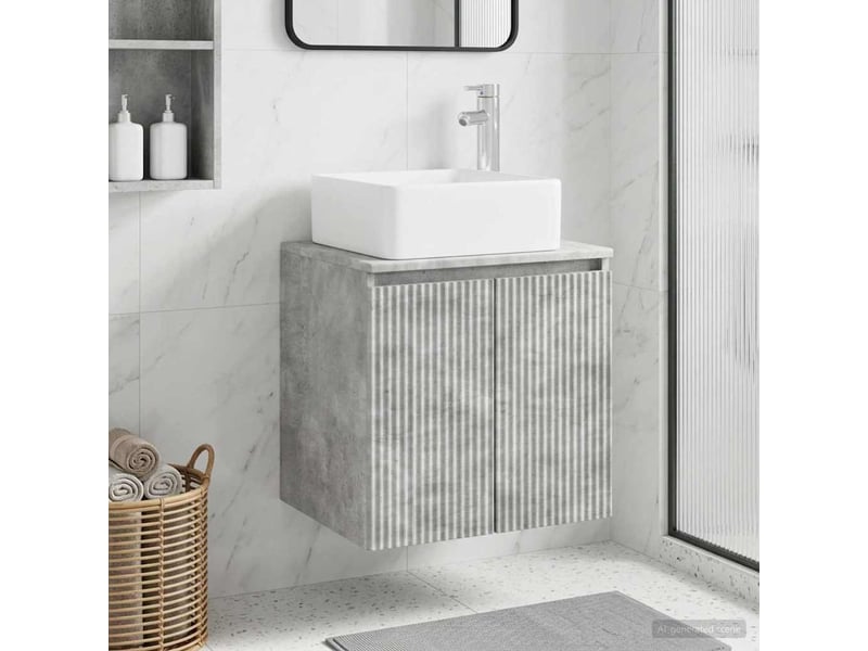 Vanité de lavabo mural, meuble de rangement gris béton 53x35x63 cm - Conforama B