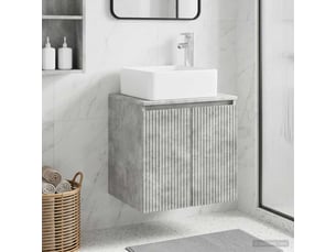 Vanité de lavabo mural, meuble de rangement gris béton 53x35x63 cm