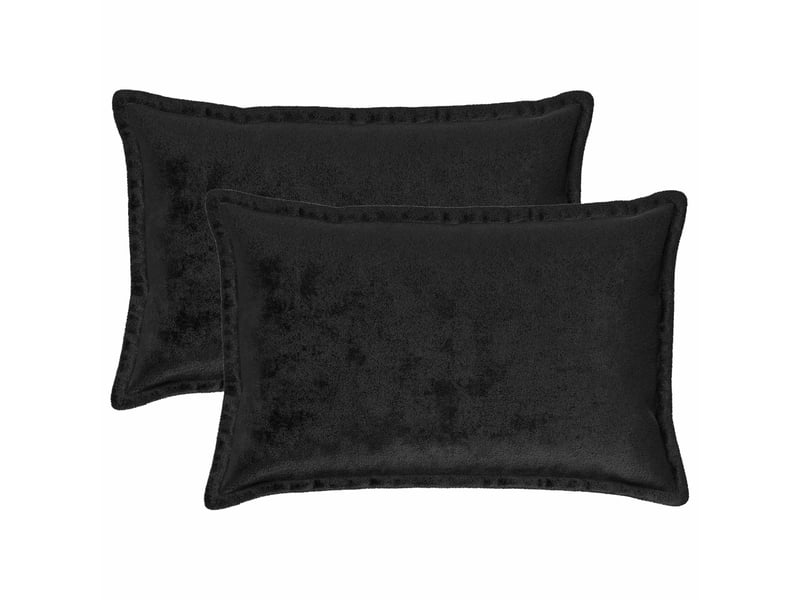  Lot de 2 housses de coussin houten noir 40 x 60 cm flanelle cf49543  - Conforama B