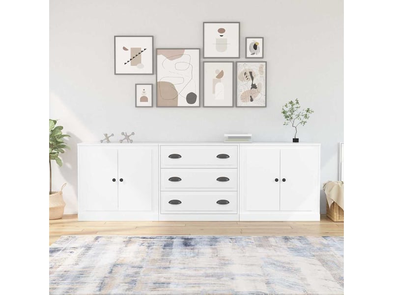  Buffets 3 pcs - bahut - meuble de rangement blanc bois d'ingénierie  - Conforama B