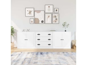 Buffets 3 pcs - bahut - meuble de rangement blanc bois d'ingénierie