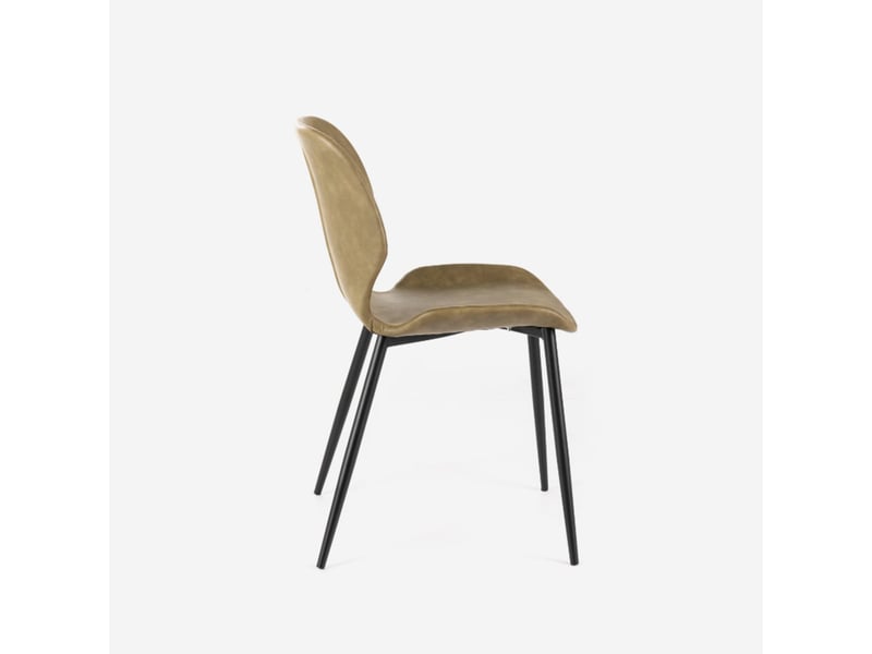  Lot de 4 chaises de salle à manger rembourrées soft-touch callisto - beige  - Conforama D