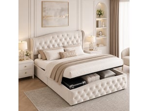 Lit coffre 140x200 cm LYCHOEEY coloris beige