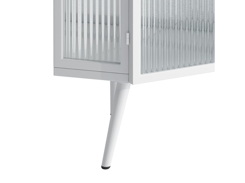  Meuble d'angle de salle de bain au sol 56 x 42,5 x 80 cm – blanc – rangement 2 niveaux en verre trempé  - Conforama E