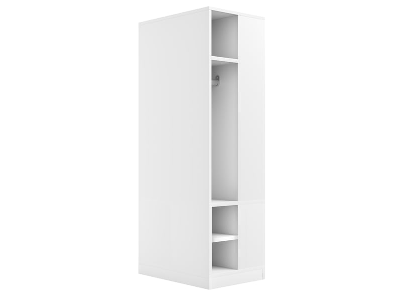  Armoire 1 porte 70x50x170 cm blanche avec tringles et 2 tiroirs  - Conforama E