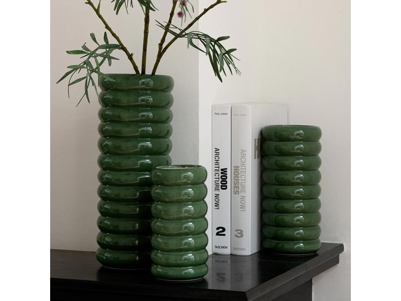  Lot de 3 vases en porcelaine mika 33cm vert  - Conforama B