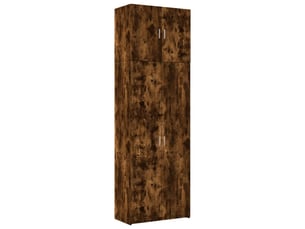 Buffet haut - bahut - meuble de rangement chêne fumé 80x42,5x249 cm bois d'ingénierie