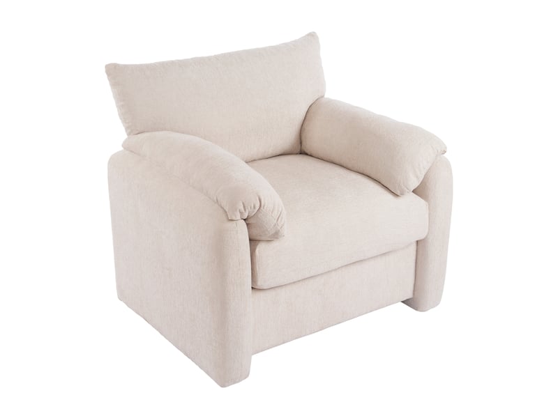Fauteuil 1 place 96x82x84 cm, design moderne, chaise décorative, convient au salon, à la chambre, tissu chenille beige - Conforama A