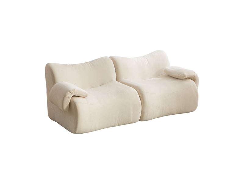 Canapé 2 places, revêtement en tissu chenille, sans assemblage, beige - Conforama A