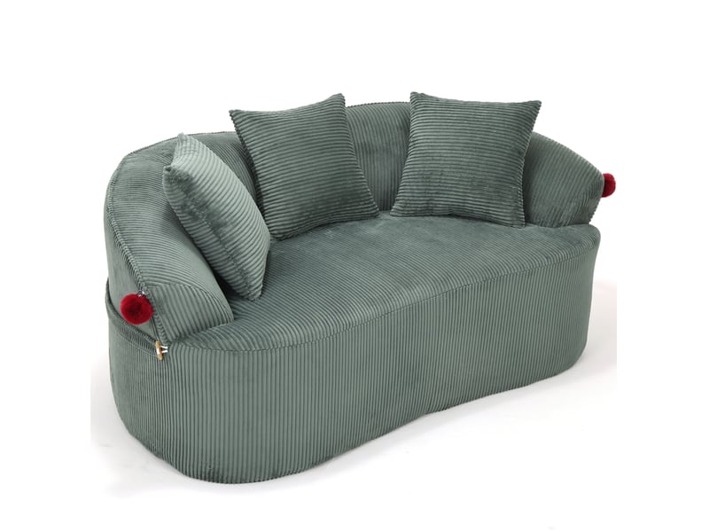  Canape droit 2 places compressé 163x93x68 cm en mousse et velours côtelé couleur vert, design moderne  - Conforama A