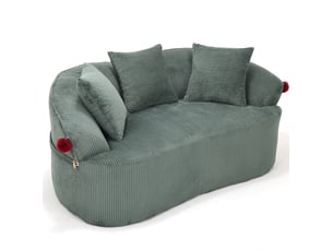 Canape droit 2 places compressé 163x93x68 cm en mousse et velours côtelé couleur vert, design moderne