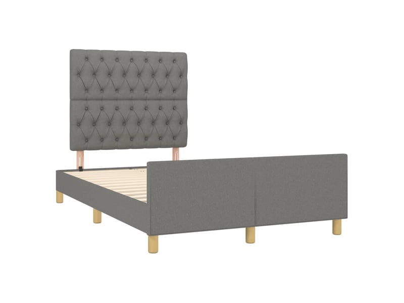  Lit double- lit adulte -  cadre de lit sans matelas gris foncé 120x190 cm tissu  - Conforama B