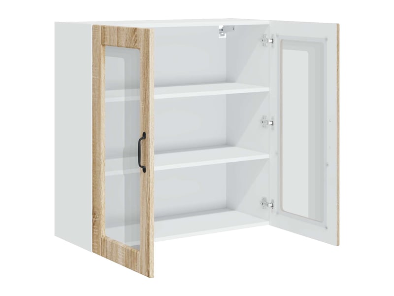 Meuble mural de cuisine, cabinet en verre mural chêne sonoma 80x31x80cm shl4937 - Conforama E