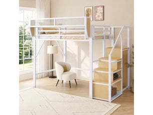 Lit mezzanine 140x200 cm <strong>MODENUIT </strong>  <strong></strong> coloris blanc