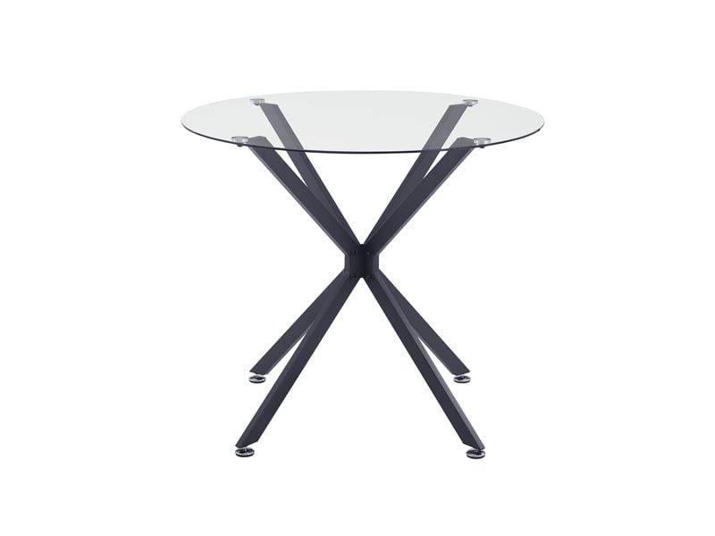 Table à manger ronde 80 cm en verre trempé, noire, pieds métal, 1-4 personnes - Conforama A