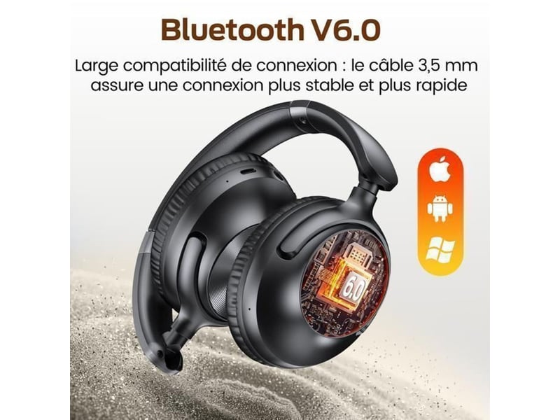  Casque audio bluetooth pliable anc hybride jusqu a -45 db hi-res 100h  - Conforama E
