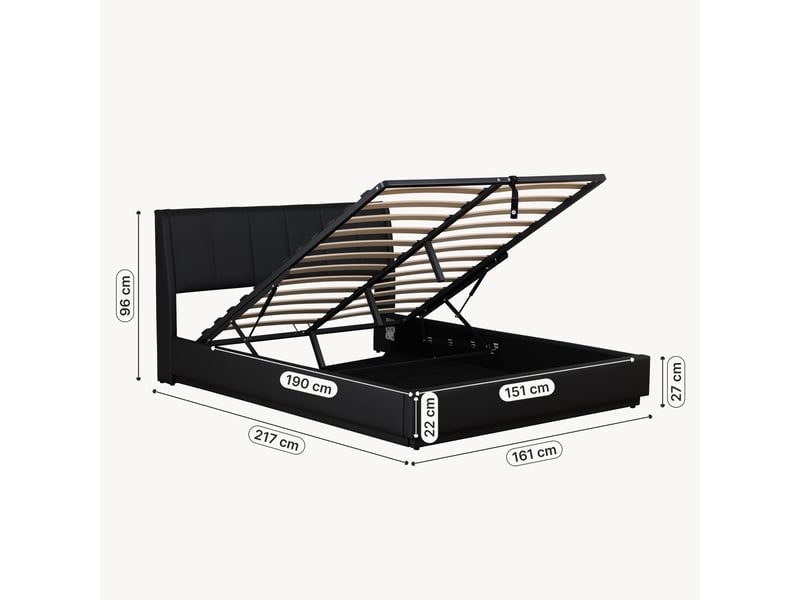  Lit double capitonné tröstiar avec éclairage led 160 x 200 cm noir simili [en.casa] Tröstiar - Conforama D