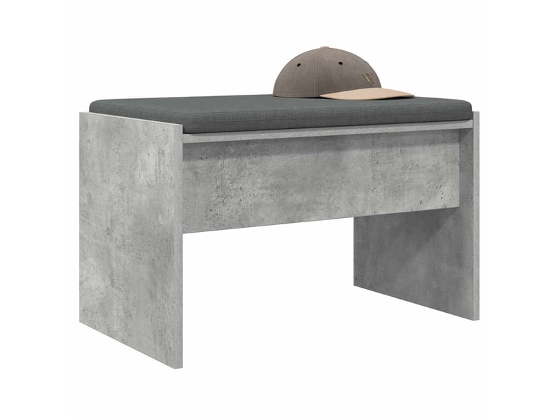  Banc d'entrée, banc interieur avec coussin gris béton 63x38x40 cm  - Conforama C