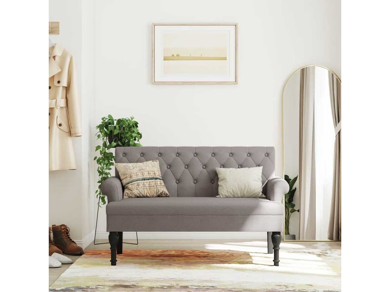  Banc salon, banc interieur avec dossier taupe 120x62x75,5 cm tissu  - Conforama B