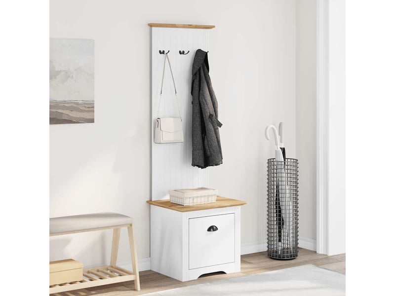  Armoire de couloir avec crochets bodo blanc marron 50x40x157 cm  - Conforama C