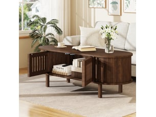 Table basse ovale coloris marron <strong>REDOM</strong> <strong></strong> - 40 cmx100 cm