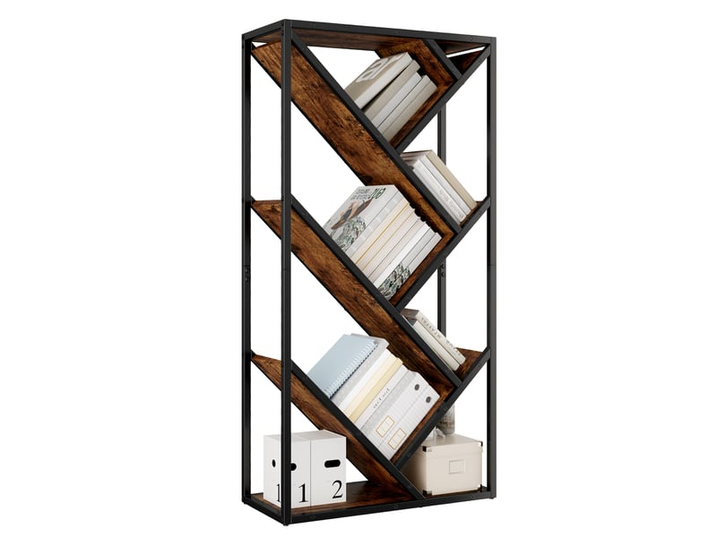  Bibliothèque en forme d'arbre, étagère 8 niveaux, étagère d'angle gain de place, style industriel pour salon et bureau, 80x35x160cm.  - Conforama A