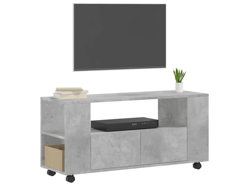  Meuble tv - banc tv - meuble de rangement gris béton 102x34,5x43 cm bois d'ingénierie  - Conforama C