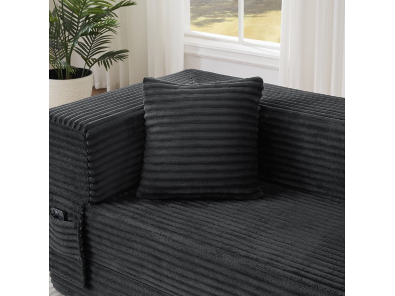  Canapé convertible 3 places 200x76x60 cm, style carré, gris foncé  - Conforama E