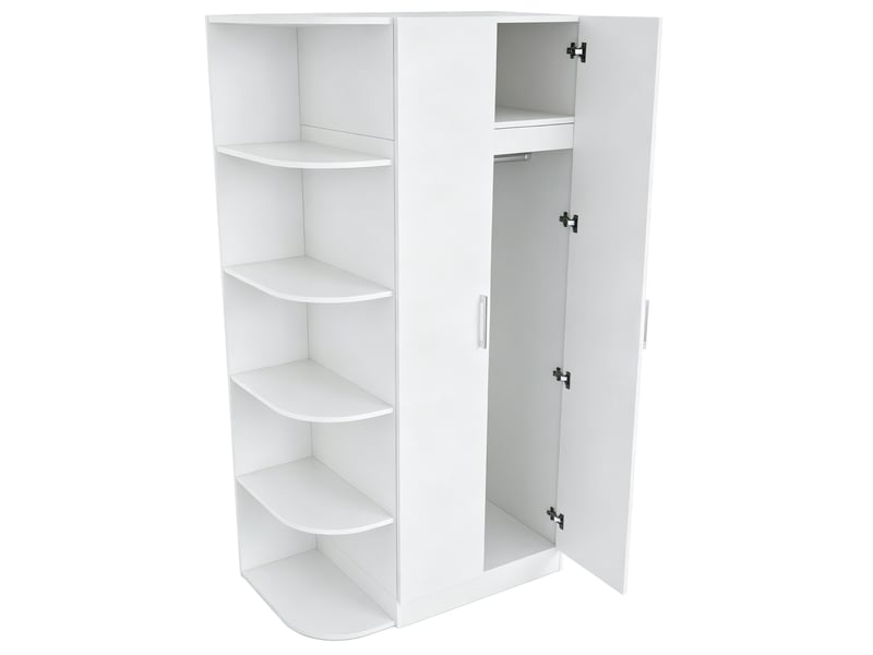 Armoire de rangement 2 portes avec penderie, tiroir et étagères ouvertes pour chambre en mdf blanc 90 × 55 × 170 cm - Conforama A