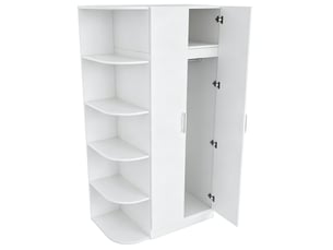 Armoire de rangement 2 portes avec penderie, tiroir et étagères ouvertes pour chambre en mdf blanc 90 × 55 × 170 cm