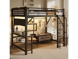Lit mezzanine 140x200 cm <strong>OKMYHOME</strong>  <strong></strong> coloris noir
