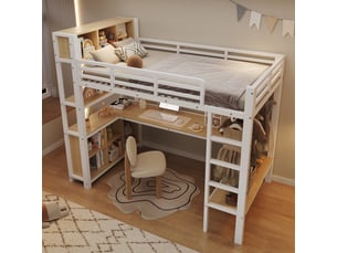 Lit mezzanine 90x200 cm <strong></strong> <strong></strong> coloris blanc