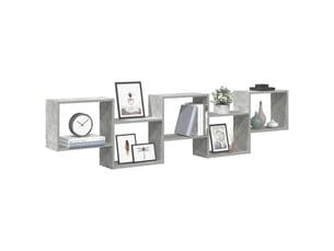 Étagère cube murale 5 compartiments gris béton bois ingénierie cf41348