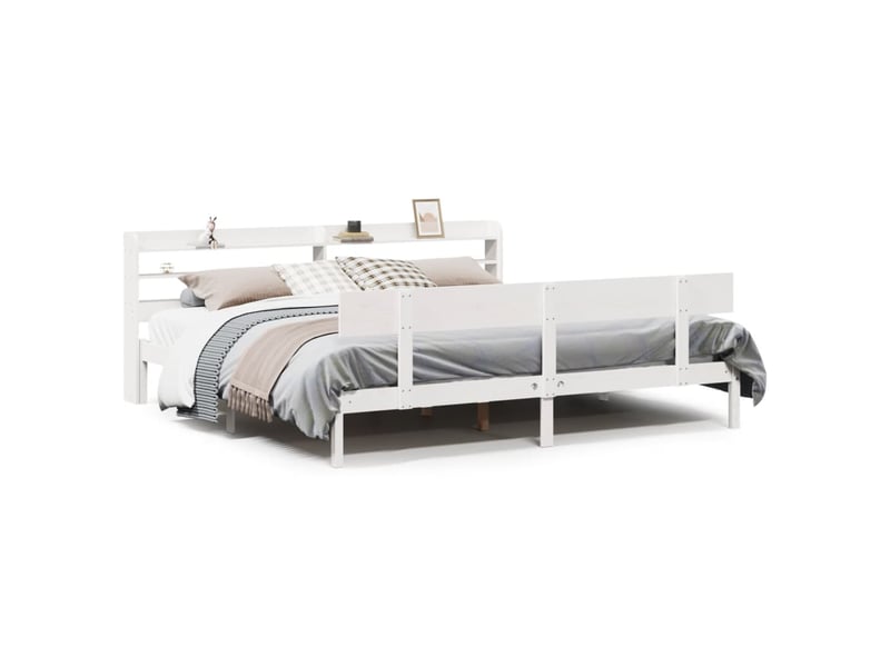  Lit double- lit adulte -  cadre de lit sans matelas blanc 180x200 cm bois massif de pin  - Conforama A