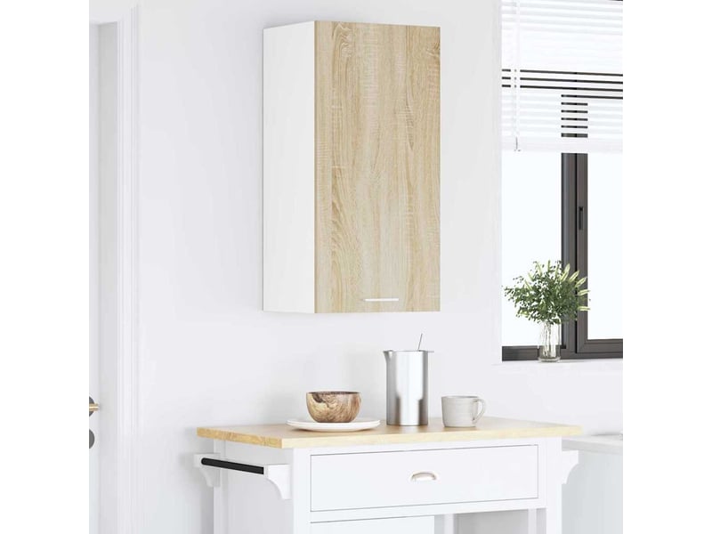  Meuble de rangement cuisine, armoire suspendue chêne sonoma et blanc 40x31x80cm  - Conforama D