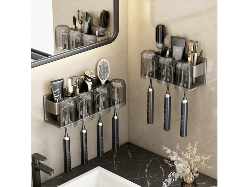  Porte-brosse à dents mural, adapté au porte-gobelet et au porte-brosse à dents de la salle de bain (noir, trois pièces)  - Conforama C