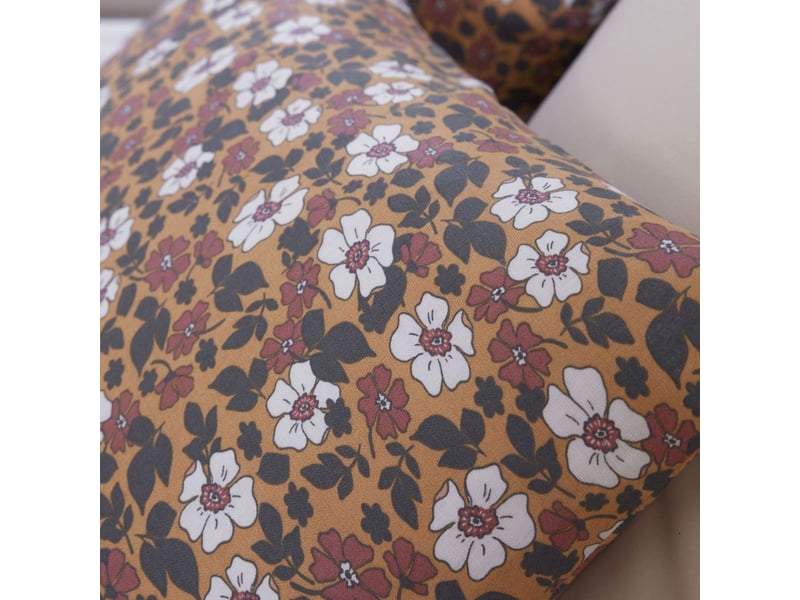  Parure housse de couette 260x240cm + 2 taies motif fleuri marron 100% gaze de coton - adige ADIGE - Conforama D