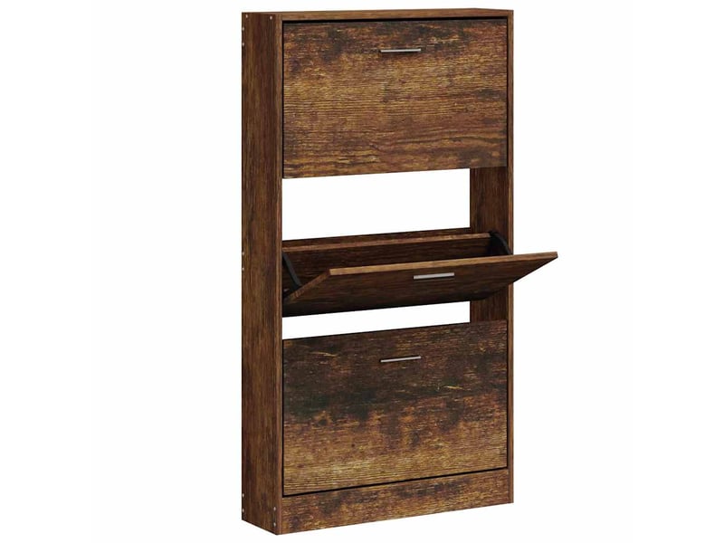  Meuble à chaussure | armoire à chaussures chêne fumé 59x17x108 cm bois d'ingénierie  - Conforama C