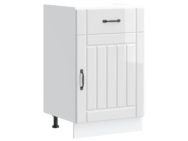 Meuble de rangement, armoire de cuisine lucca blanc brillant bois ingénierie shl5220 - Conforama A