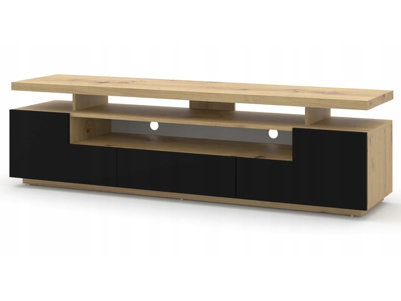 Meuble tv  180x42x51cm avec led noir-artisan evan meuble sur pied  - Conforama B