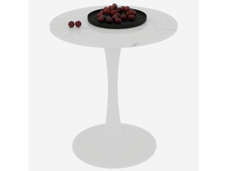  Bout de canapé 70x70x72 cm, design moderne, coloris blanc, avec motif de marbre en mdf, métal  - Conforama A