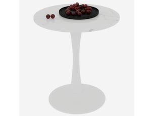 Bout de canapé 70x70x72 cm, design moderne, coloris blanc, avec motif de marbre en mdf, métal